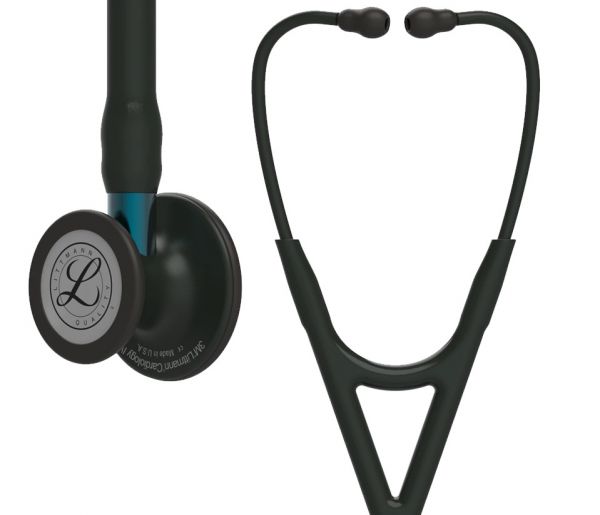 3M™ Littmann® Cardiology IV™ Diagnostic Stethoscope, Black-Finish Chestpiece, Black Tube, Blue Stem and Black Headset, 27 inch, 6201
