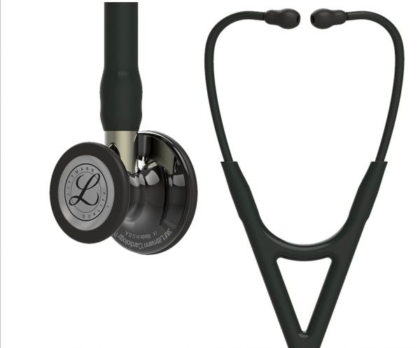 3M™ Littmann® Cardiology IV™ Diagnostic Stethoscope, High Polish Smoke-Finish Chestpiece, Black Tube, Champagne Stem and Black Headset, 27 inch, 6204