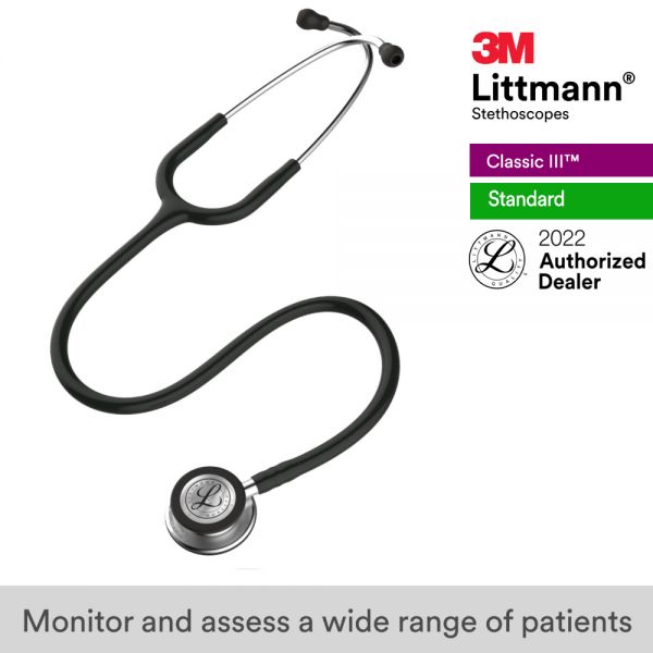 3M™ Littmann® Classic III Stethoscope, Black Tube, 27 inch, 5620