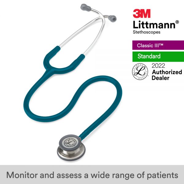 3M™ Littmann® Classic III Stethoscope, Caribbean Blue Tube, 27 inch, 5623