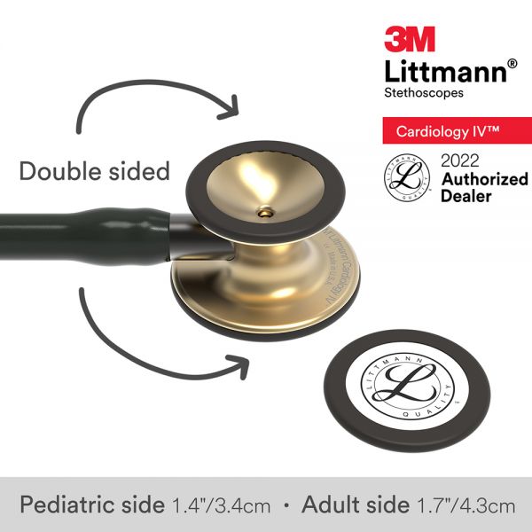 3M™ Littmann® Cardiology IV Stethoscope, Black Tube, Brass-Finish Chestpiece, Stem and Headset, Special Edition, 27 inch, 6164