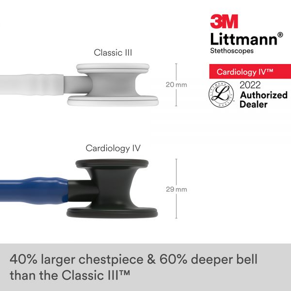 3M™ Littmann® Cardiology IV Stethoscope, Navy Blue Tube, Black-Finish Chestpiece, Stem and Headset, Special Edition, 27 Inch, 6168