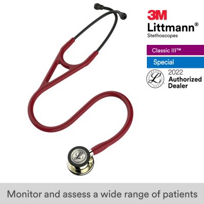 3M™ Littmann® Cardiology IV™ Stethoscope, Burgundy with Champagne Accents and Champagne Chestpiece, 27" 6176