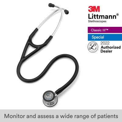 3M™ Littmann® Cardiology IV™ Stethoscope, Mirror-Finish Chestpiece, Black Tube, 27 inch, 6177