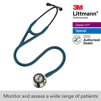 3M™ Littmann® Cardiology IV™ Stethoscope, Champagne Chestpiece, Caribbean Blue Tube, 27 inch, 6190