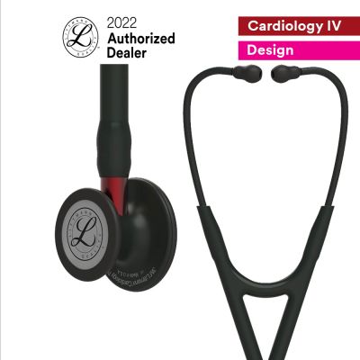 3M™ Littmann® Cardiology IV™ Diagnostic Stethoscope, Black-Finish Chestpiece, Black Tube, Red Stem and Black Headset, 27 inch, 6200