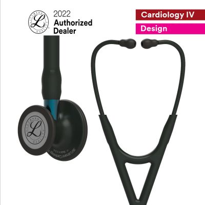 3M™ Littmann® Cardiology IV™ Diagnostic Stethoscope, Black-Finish Chestpiece, Black Tube, Blue Stem and Black Headset, 27 inch, 6201