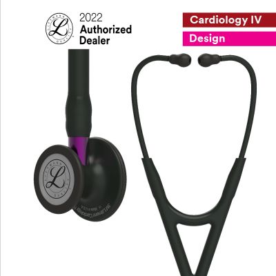 3M™ Littmann® Cardiology IV™ Diagnostic Stethoscope, Black-Finish Chestpiece, Black Tube, Violet Stem and Black Headset, 27 inch, 6203